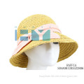 Girls summer raffia straw hat with cotton bow for ladies